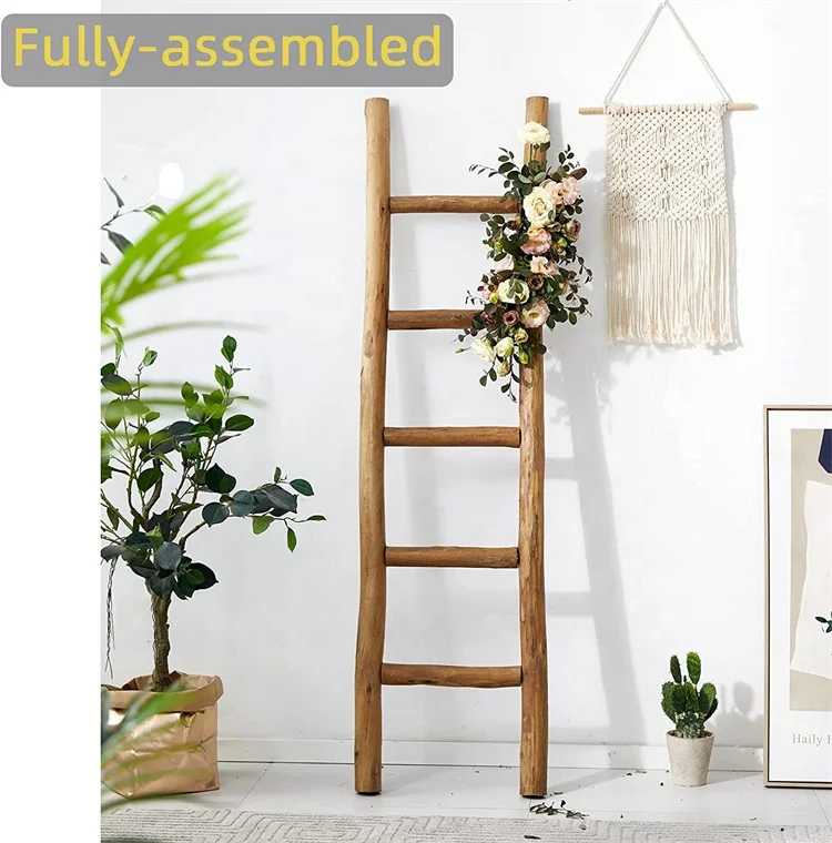 ARTMADE Farmhouse Decor Handcrafted Rustic Wooden Decora Blanket Ladder,New Design Wall-Leaning Rustic Wood Blanket Ladder