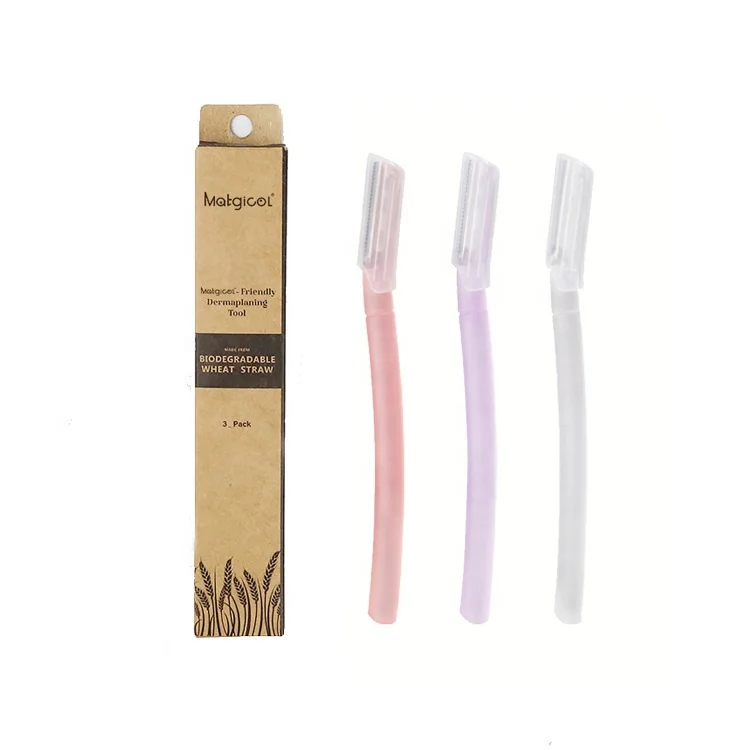 Private label stainless steel face exfoliating eyebrow razor dermaplaning professional tool set pack