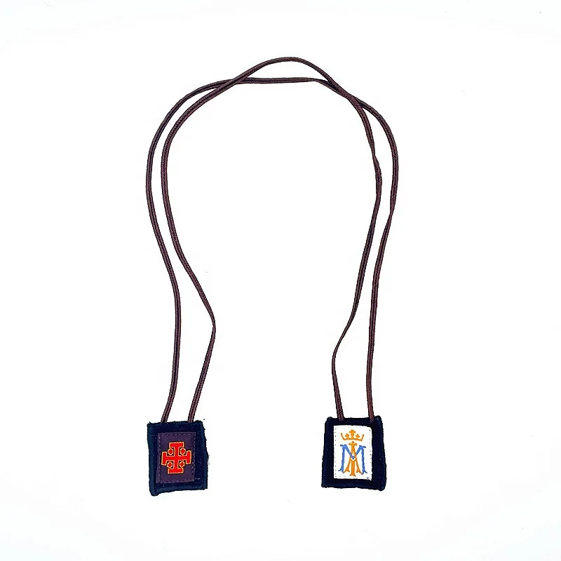 
Jerusalem Cross AM Symbol Brown Wool With White Fabric Scapulars 