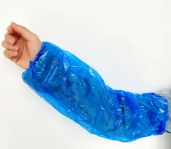Custom blue white PE waterproof disposable plastic handmade Sleeve cover for cosmetics making laboratory