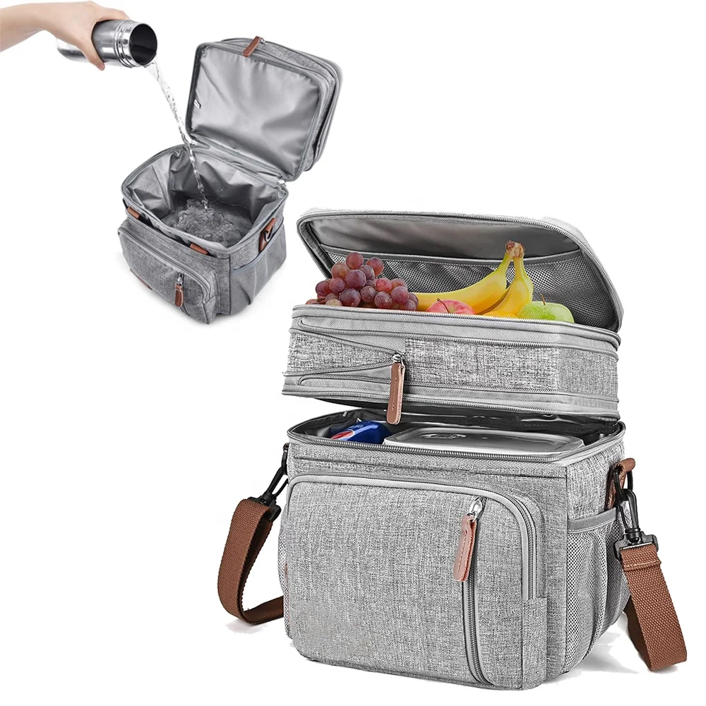Portable isothermal waterproof Ladies Lunch Bags Wholesale Double Layer Leakproof Insulated Soft Large Lunch Cooler Bag