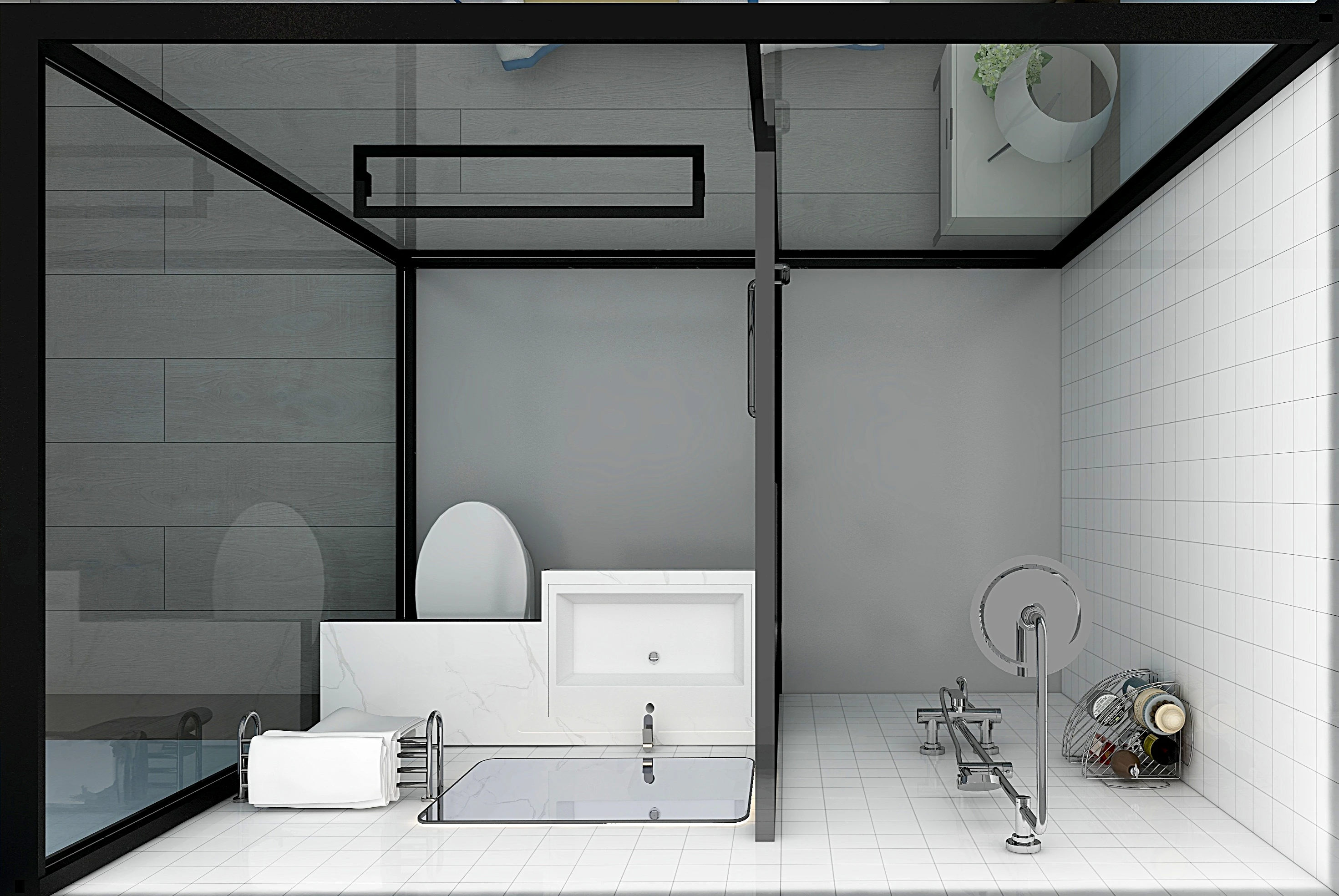 SMC Integrated All In One Aluminium Shower Bath For Sale Luxury Ultra Clear Glass Sliding Door Prefab Bathroom Pods