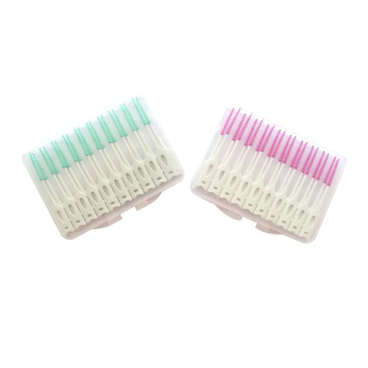 New Arrival Disposable Oral Care Teeth Interdental Brush Silicone Dental Floss Stick 40pcs