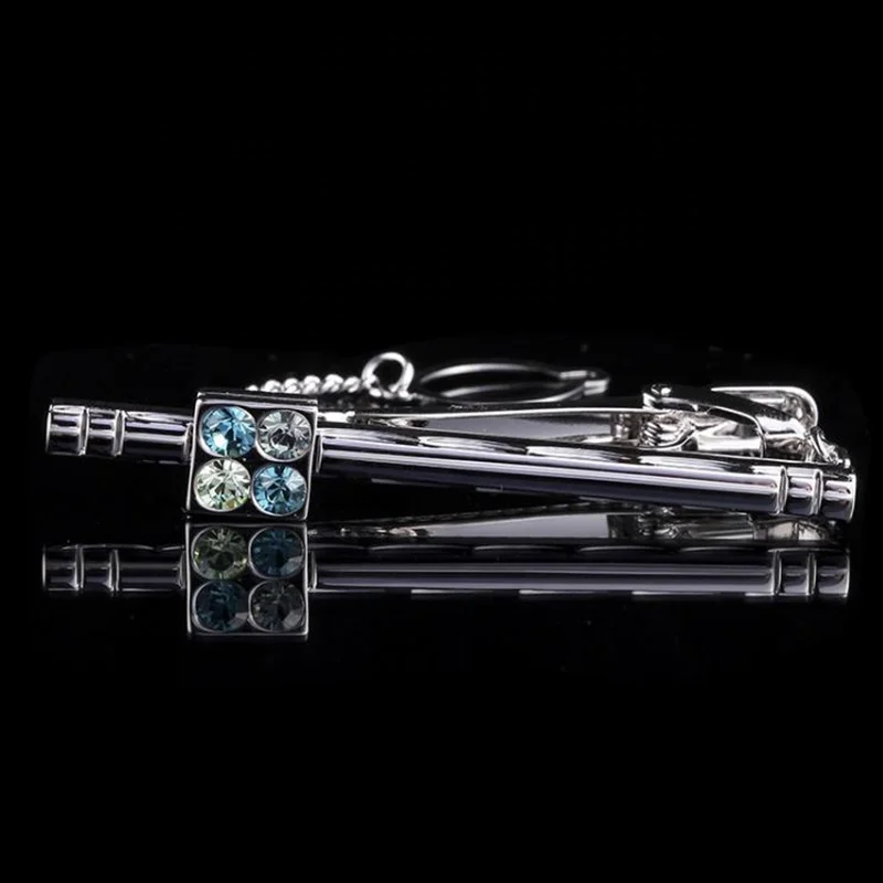 hot selling cool mens suits silver copper diamond chain tie bar clip