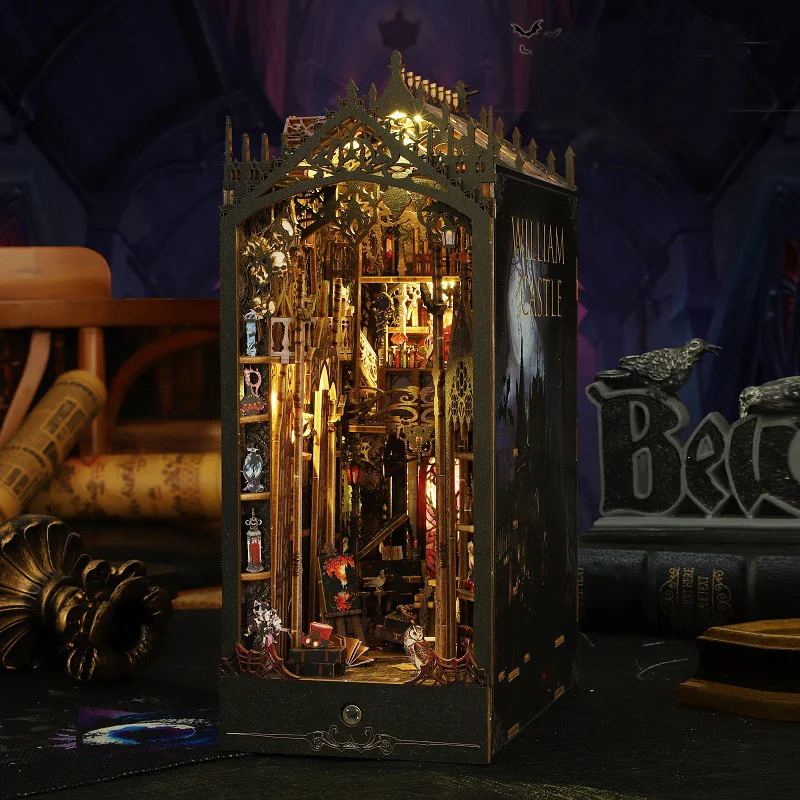 Изготовленная на заказ книга Nook William Castle ручной работы 3d деревянная головоломка мини книжный набор для кукольного домика книжная полка Декор Booknooks миниатюрные DIY