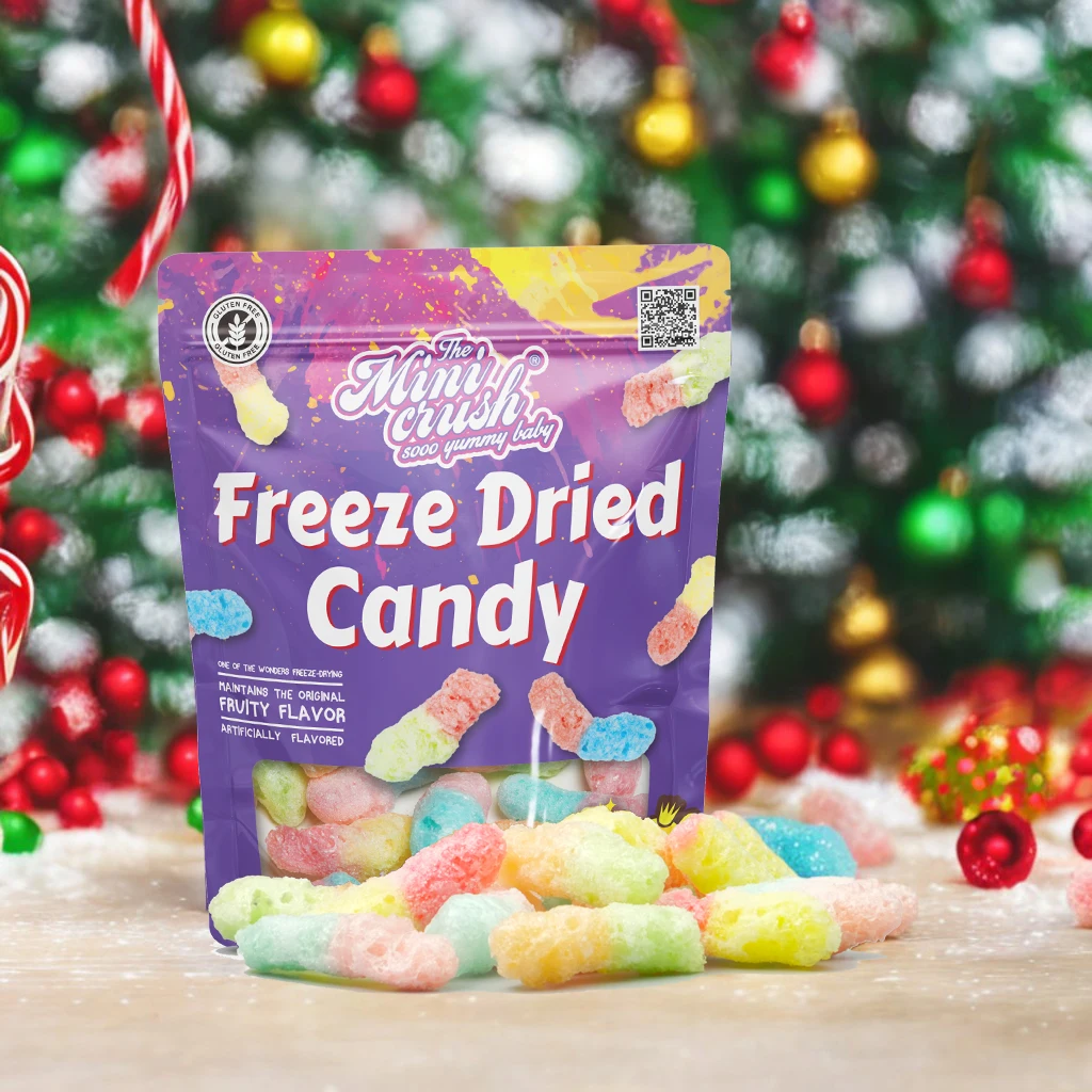 Crunch Candies Freeze Dried Sour Gummy Worms Sweet and Sour Confectionery