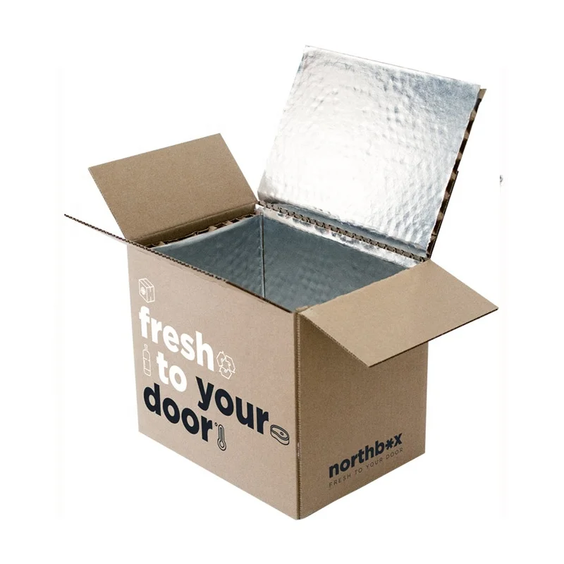 Insulated Styrofoam Frozen Food Packaging Container Aluminum Foil Liner Cooler Cardboard Thermal Chill Carton Box Insulation
