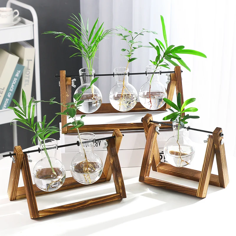 Highly Polished Glass Plant Vase Desktop Plant Terrarium Planter Bulb Water Planting Glass Vase