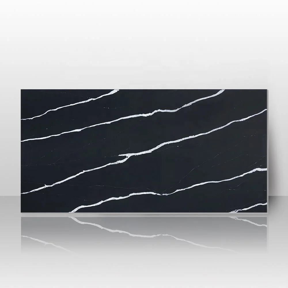 
Customized Crystal Black Quartz Slab Countertops Tabletop 