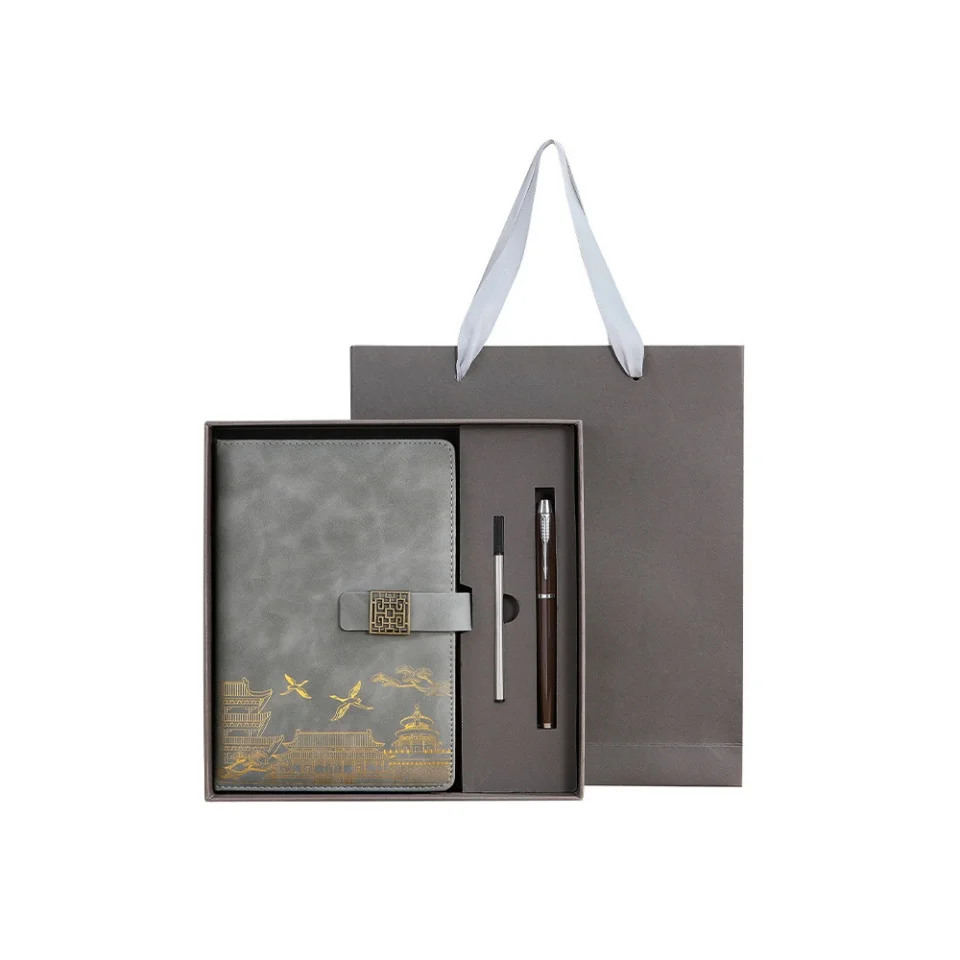 Notebook Gift Sets A5 Diary Note Book with Customizable Luxury Wholesale Corporate Leather Paper Material Notepad Custom Color