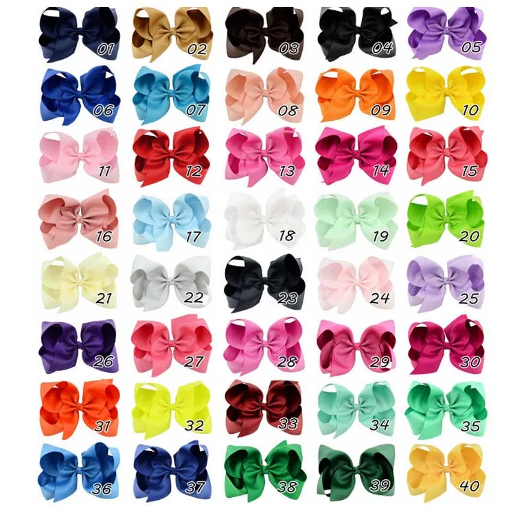 Hot selling 6 inch 40 colors ribbon hair bow for girls
