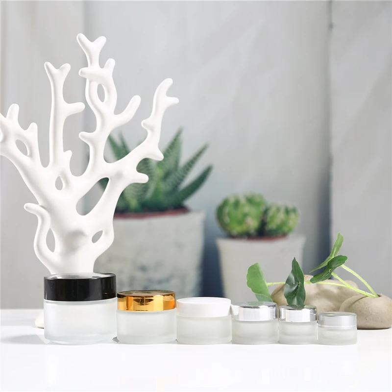 2021 Amber cosmetic glass bottle face eye cream tea-color glass bottle jar sample bottle