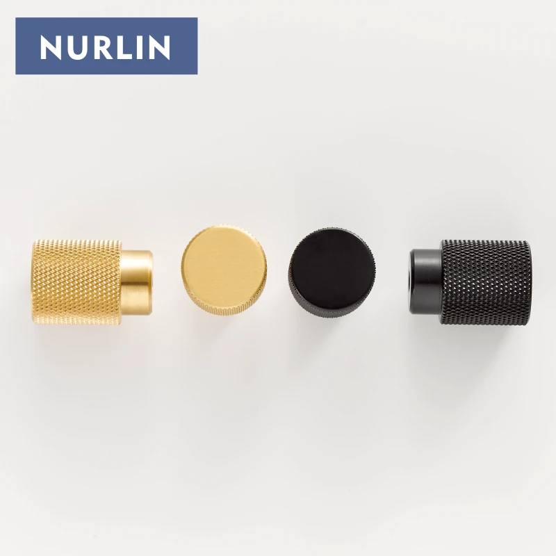 Nurlin New Solid Brass Knurling Brushed Cross Brass Cabinet Knob Cupboards T-bar Long Appliance Pull Furniture Refrigerator Bar