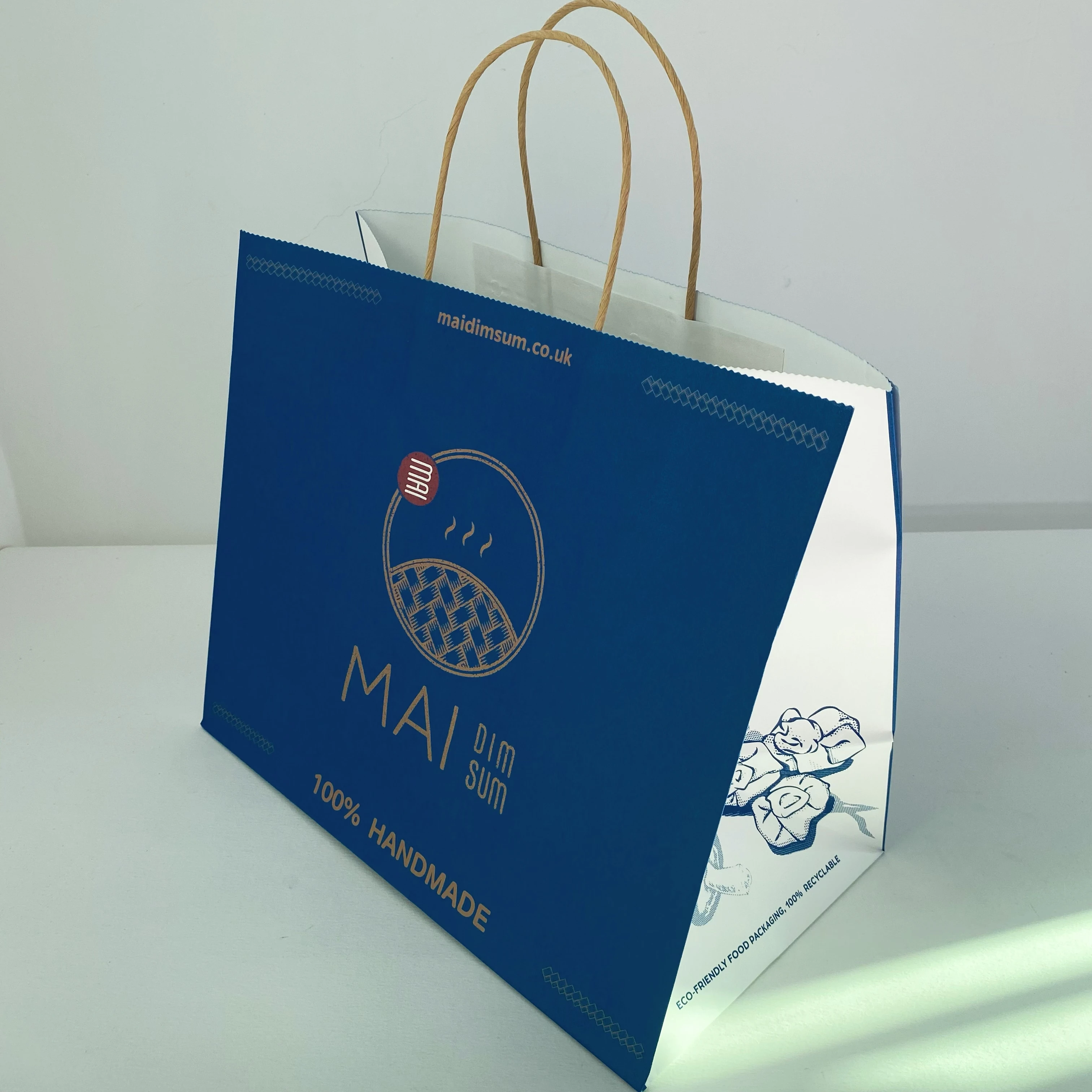Custom french fries paper bag. grocery take out paper bag with handles white kraft paper bag