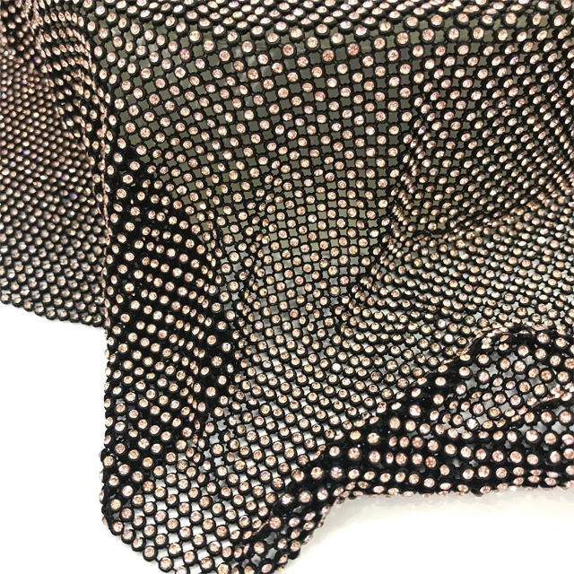 me024 Popular shining 3mm aluminum mesh trim strass rhinestone mesh without glue for dress and shoe