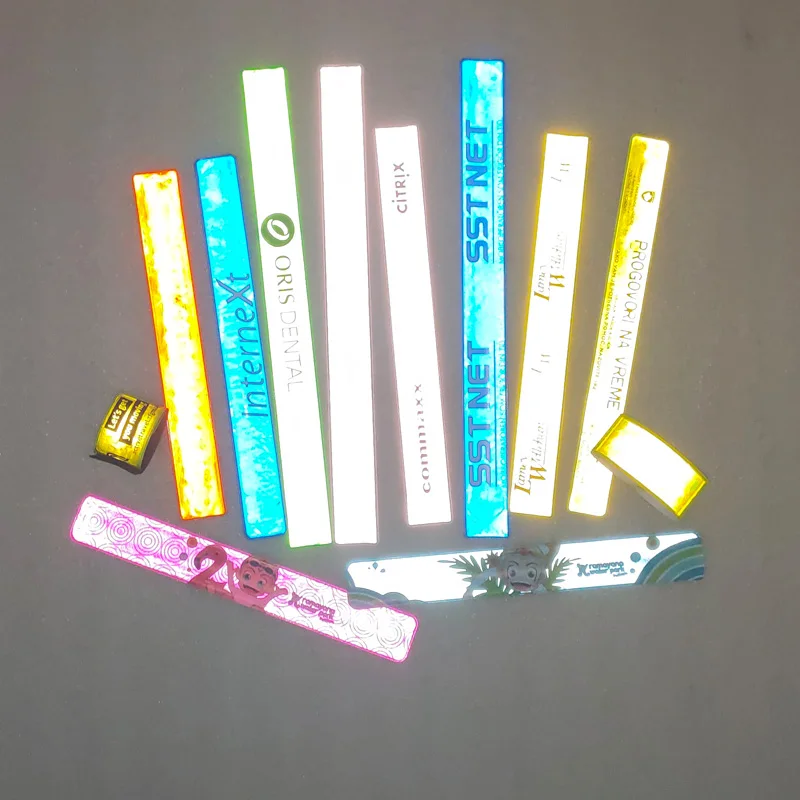 custom popular high visible digital printing logo reflective snap on wrap wrist arm band reflex bracelet for sport advertising