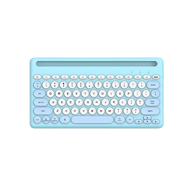 Rechargeable Three Bt Wireless keyboard 78 Keys Retro Round Keycaps Keyboard suitable