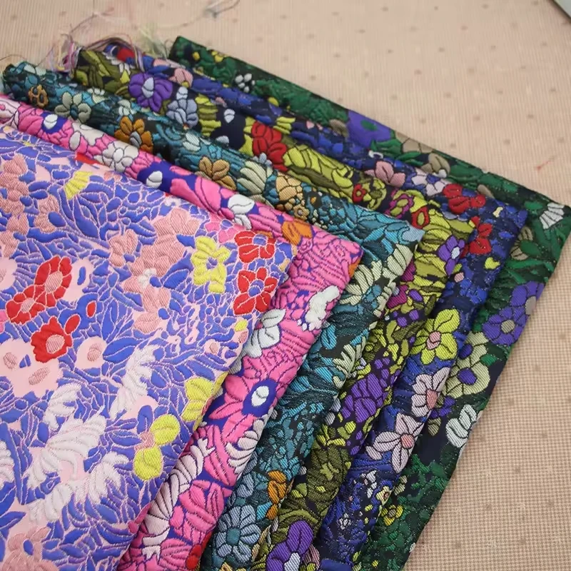 polyester woven large jacquard 3D design vertical relief crepe chrysanthemum jacquard fabric