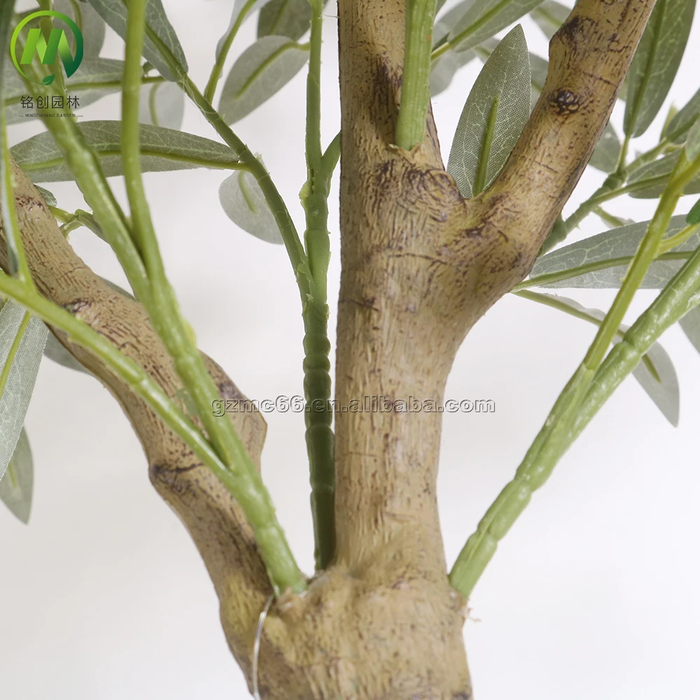 High Simulation Artificial Olive Tree for Indoor Ornament Plastic Trunk Silk Cloth Leaves Faux Artificial Olive Tree