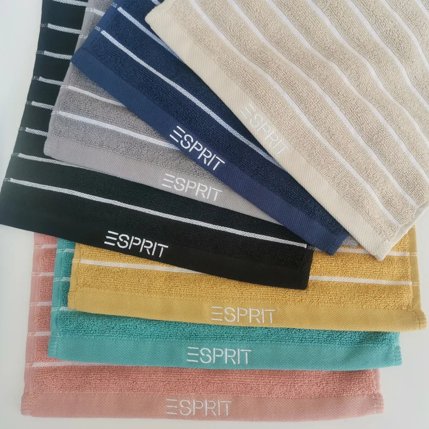 20s combed cotton  yarn dyed stripe hand towel with customized  logo embroidery33x74cm