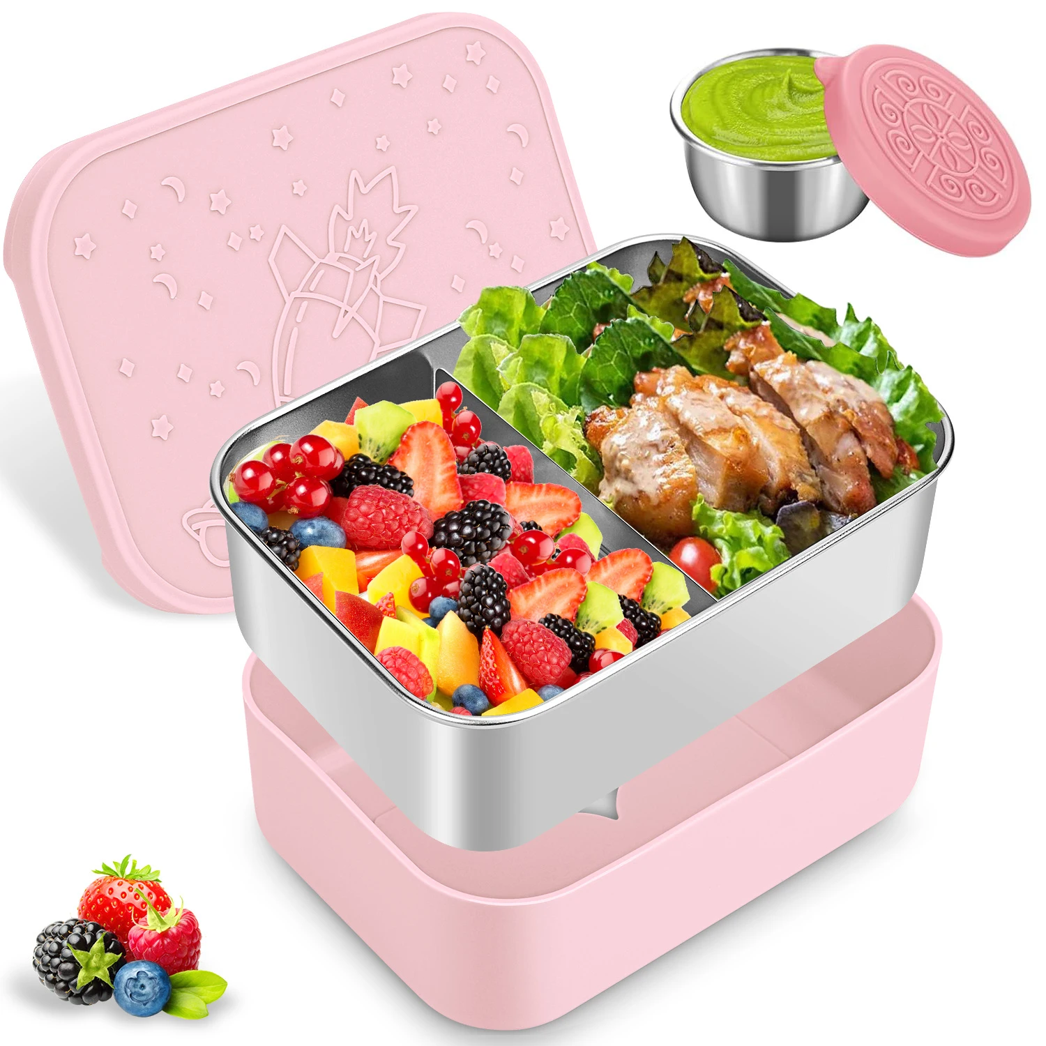 850ML Leak Proof Lunch Box Container Kids Divided Lunch Box Bento Lunch Box With Protective Sleeve
