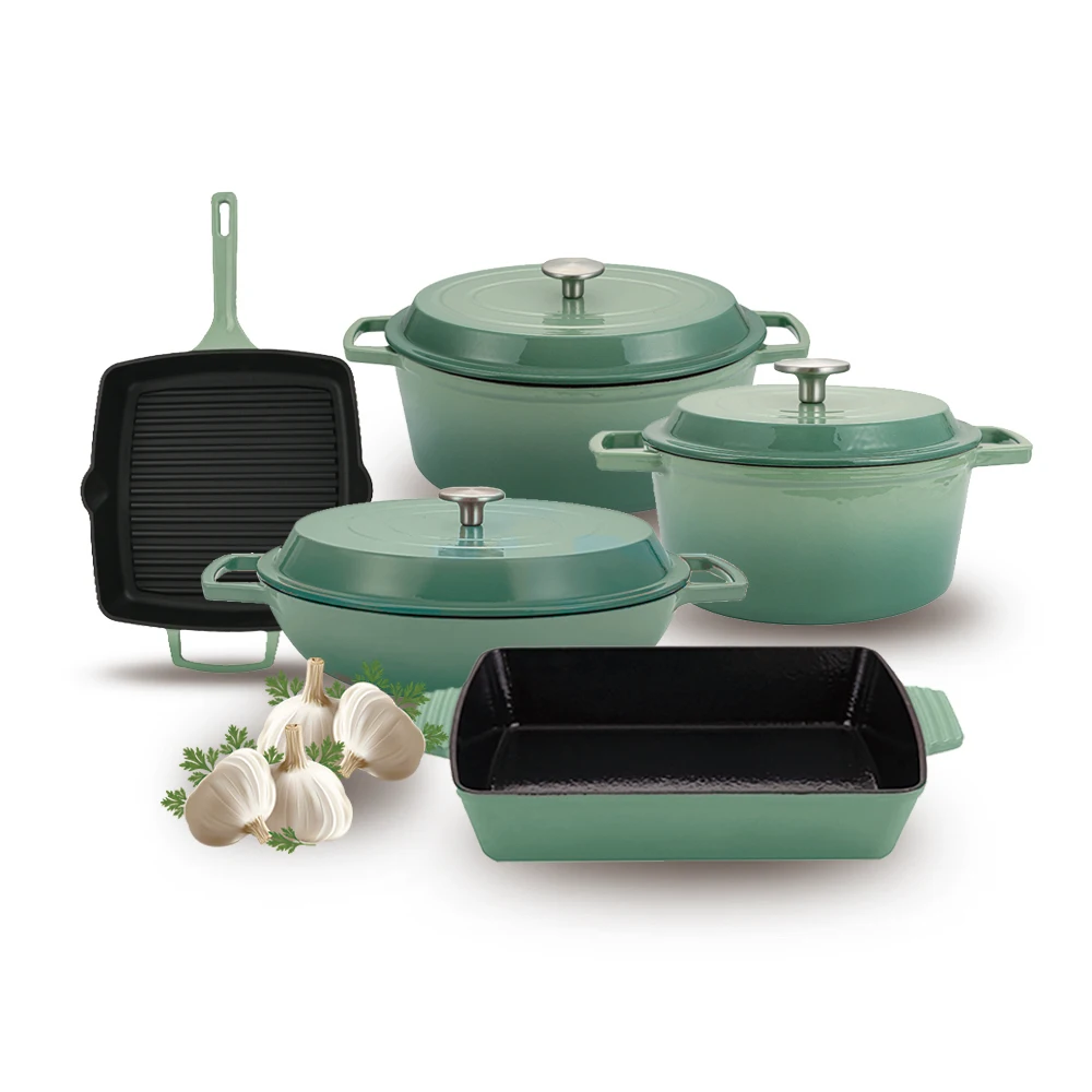 Dutch Oven Round Shape Factory Design Enamel Cast Iron Cookware Cooking Pot Sets Casseroles And Pans