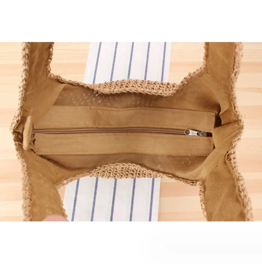 2024 Designer Moroccan Handmade Woven Rattan Shoulder Bag Large Capacity Vacation Beach Tote Bag Ladies Straw Bag with Handle