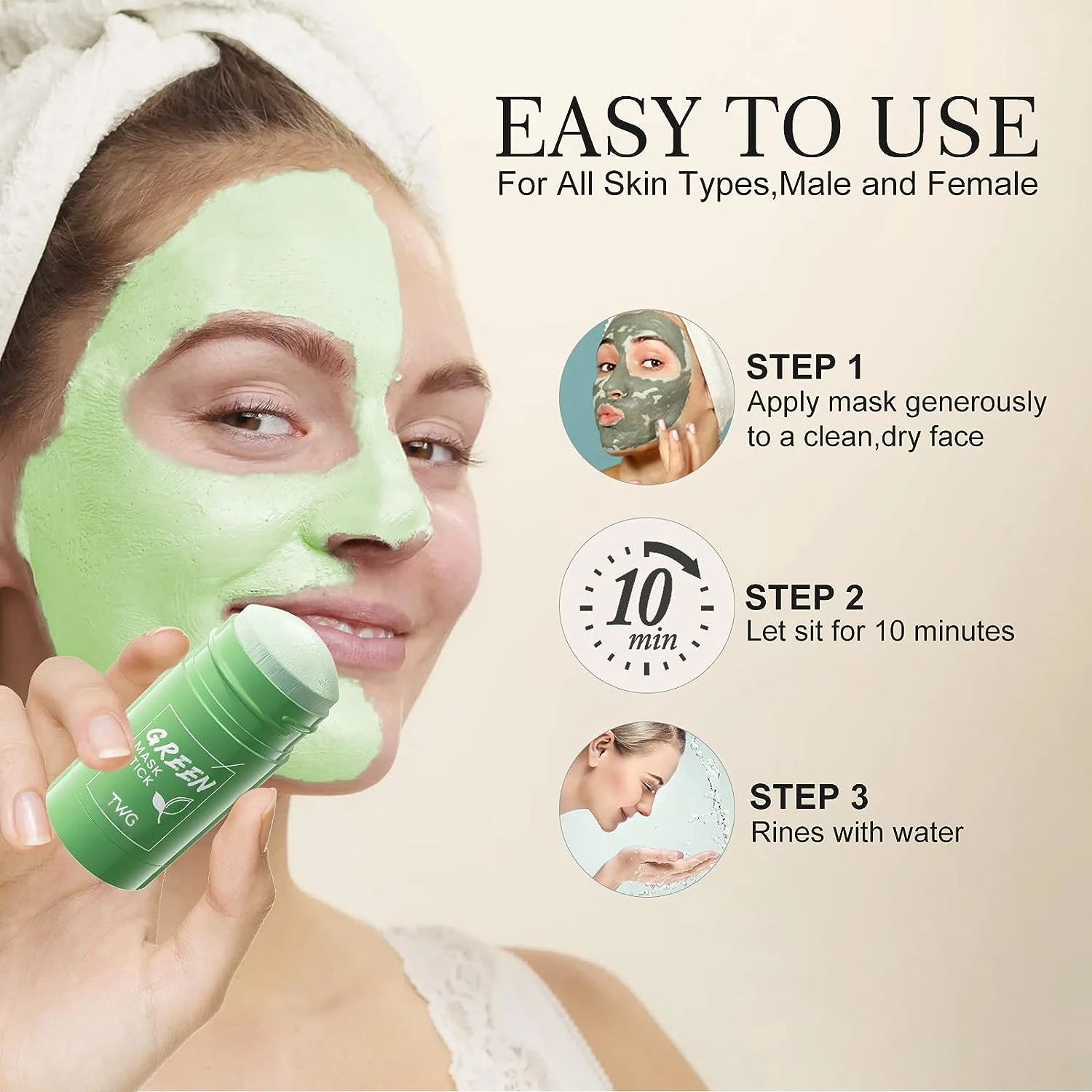 TWG Green Tea Face Sheet Maskss Stick Blackhead Remover Extract Poreless Deep Cleanse Moisturizing Oil Control Face Mask Stick