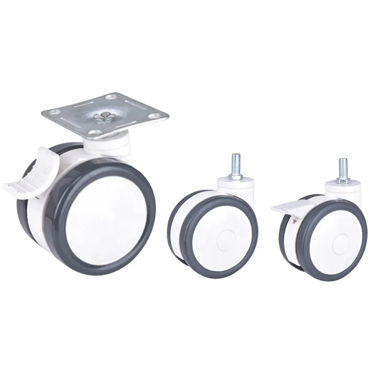 Furniture Wheels 4PCS 3/4/5 In Furniture Trolley Rack PU Caster Wheel Silent Fixed Brake Casters