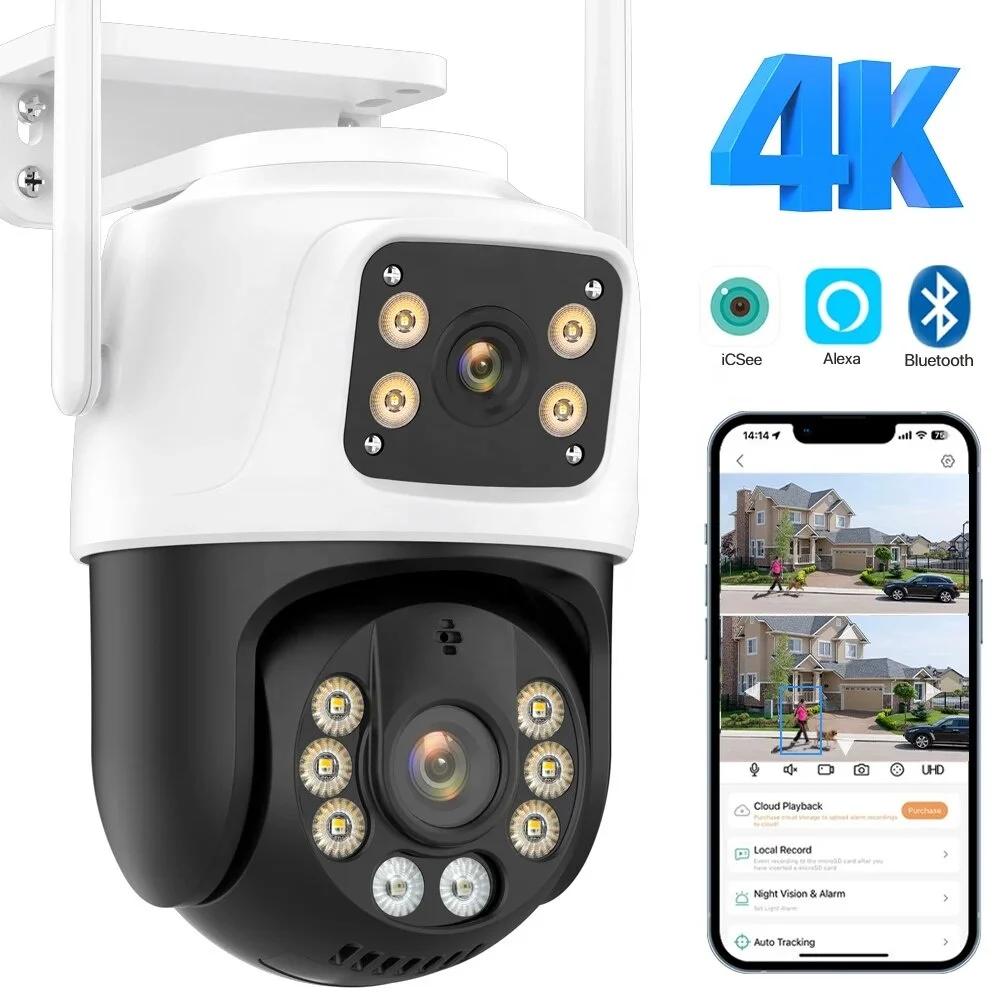 6MP Wi-Fi камера PTZ двойной экран 8 мм бинокулярный AI корпус автоматическое отслеживание системы видеонаблюдения Интеллектуальный IP66 водонепроницаемый