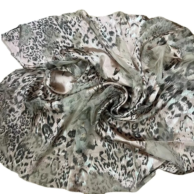 Leopard print 35% Silk 65% Viscose Silk Rayon Burnout Printed Fabric  for dress