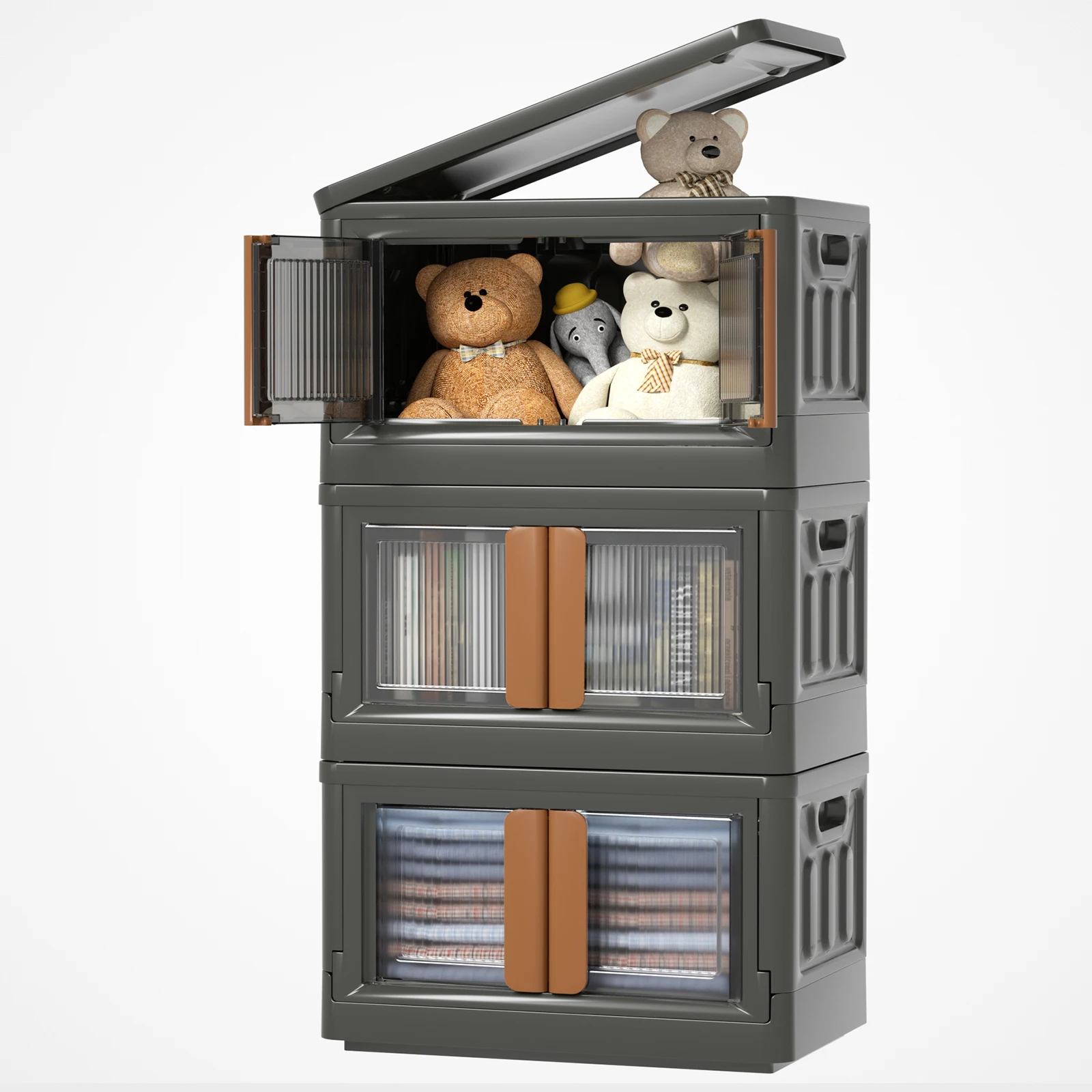 HAIXIN Plastic Collapsible Selling Wardrobe Clothes Organizer Double Opening Plastic Collapsible Foldable Storage Box With Lid