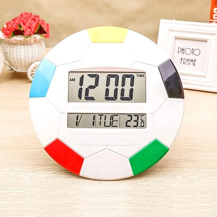 KH-CL097 Football Fans Dual Screen LCD Electronic Hanging Digital Wall Clock Wholesale