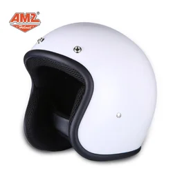 AMZ DOT Approved Retro 3/4 open face Motorcycle Helmet Vintage Half Face Moto Helmet