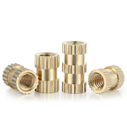 Manufacture M4-M8 cnc Turning Brass Threaded Nuts Knurled Thread Inserts Nuts For Plastic