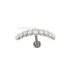 High Quality F136 Titanium Threadless Labret Zircon Internally Threaded Women Piercing Titanium Lip Body Studs