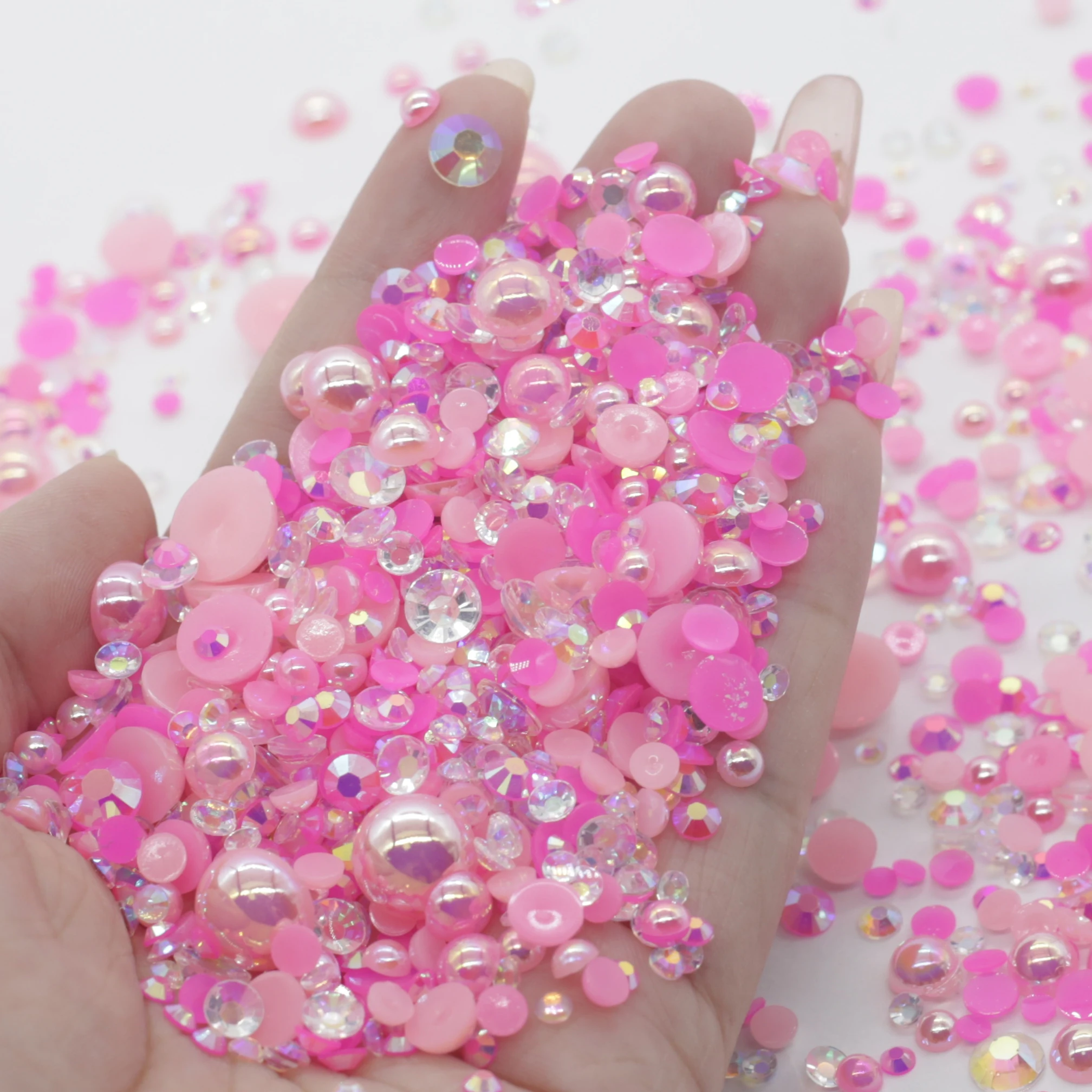 XULIN Customized Logo Package Mix Sizes Color Plastic Flat Back ABS Half Round Pearl For DIY Decoration