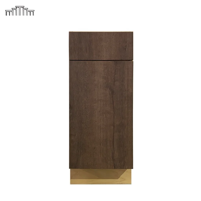 Modern European Style Frameless Structure MDF Veneer/Melamine Cabinets Slab Door Kitchen Base Cabinets for American Apartment