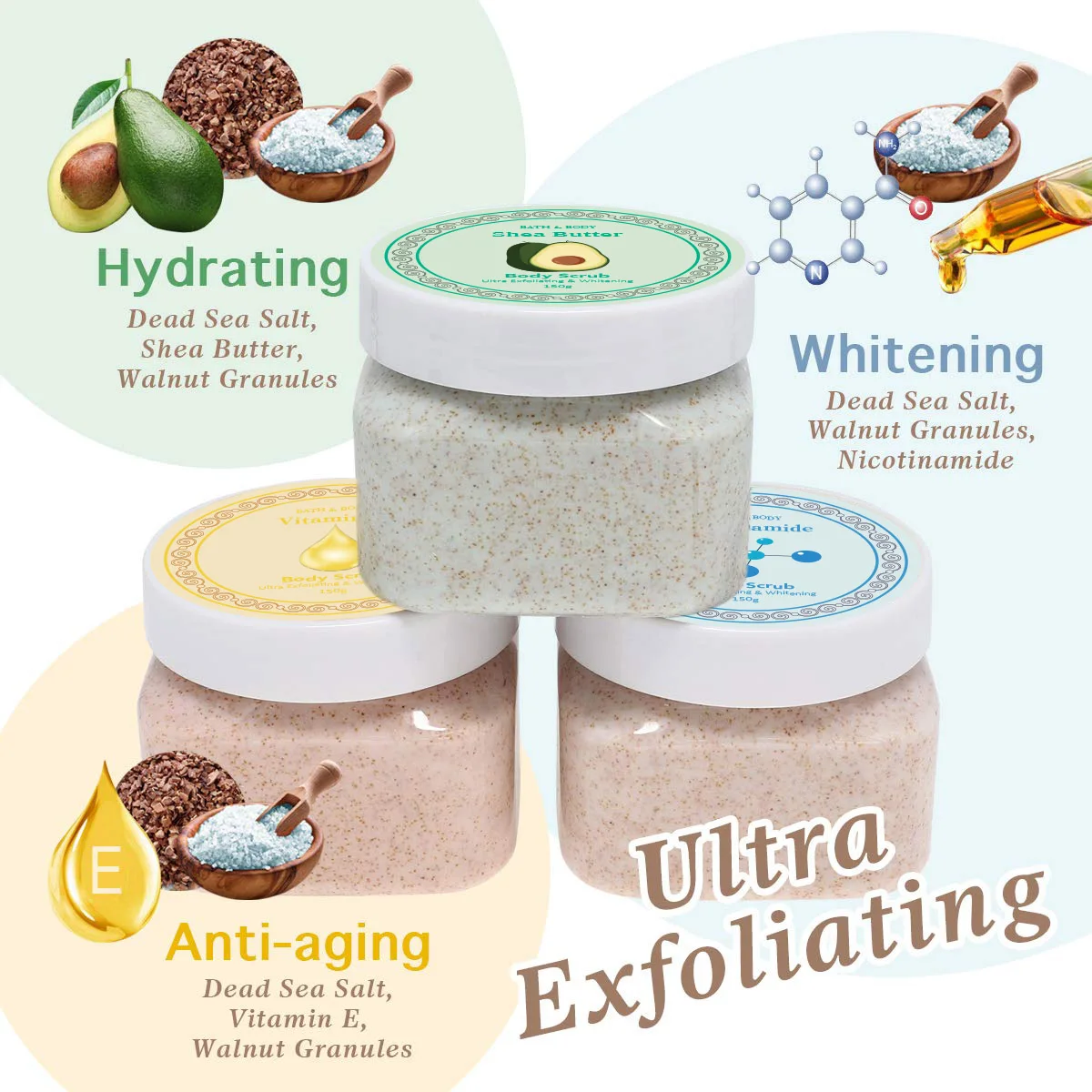 Sea Salt Body Scrub 500g Moisturizing Exfoliating Body Bath salt scrub Whitening Sea Salt Facial Body Scrub