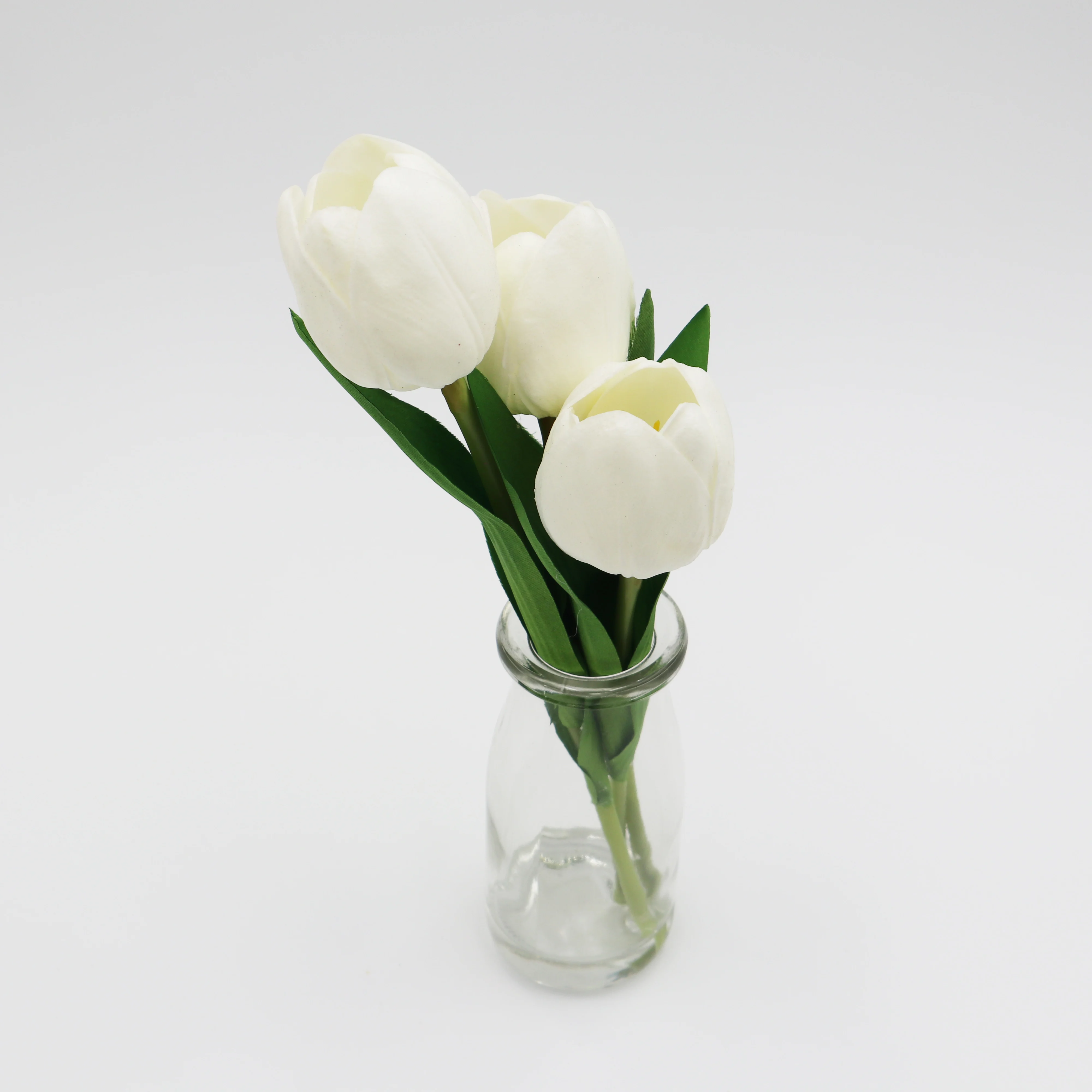 2024 Artificial High Quality Simulation Bunch Flowers Decoration Latex Real Touch White Artificial Tulip Flower Fack Water
