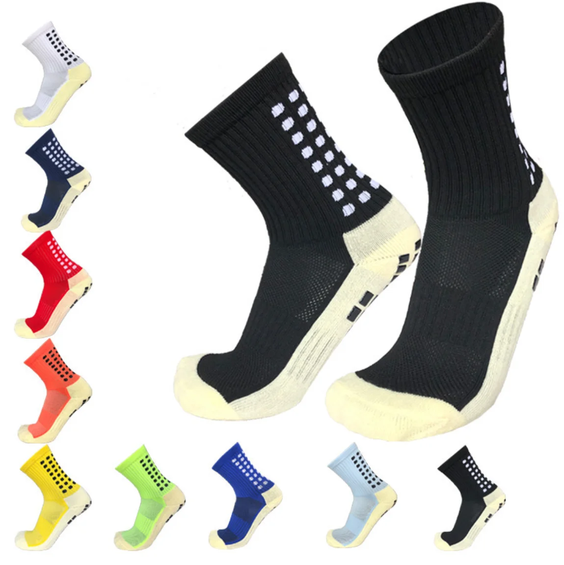 Wholesale Custom Logo Fashion Compression Colorful Soccer Designer Anti Slip Sport Football Grip Men Football Socks