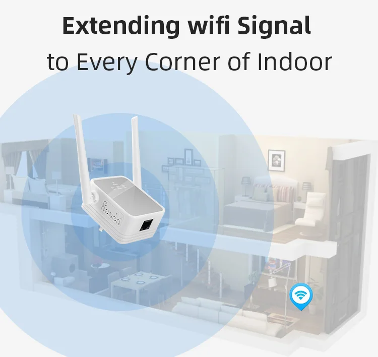 TUOSHI Home office Omnidirectional Antenna Ethernet Port Easy Setup Internet Range Extender 300Mbps WiFi Extender Signal Booster