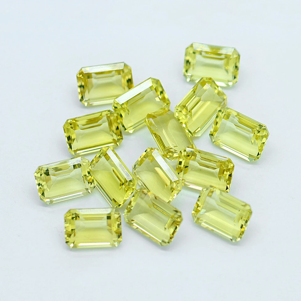 High Quality Pure Stone Natural Lemon Quartz Crystal Rectangle Inlaid Gemstone For Diy Ring Necklace Earrings Bracelet