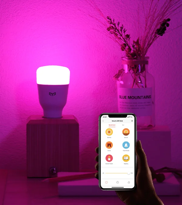 YEELIGHT Xiaomi hot sales low price LED smart bulb 1S, 90 lm/w, multicolor, Remote control, works with Google assistant for Home