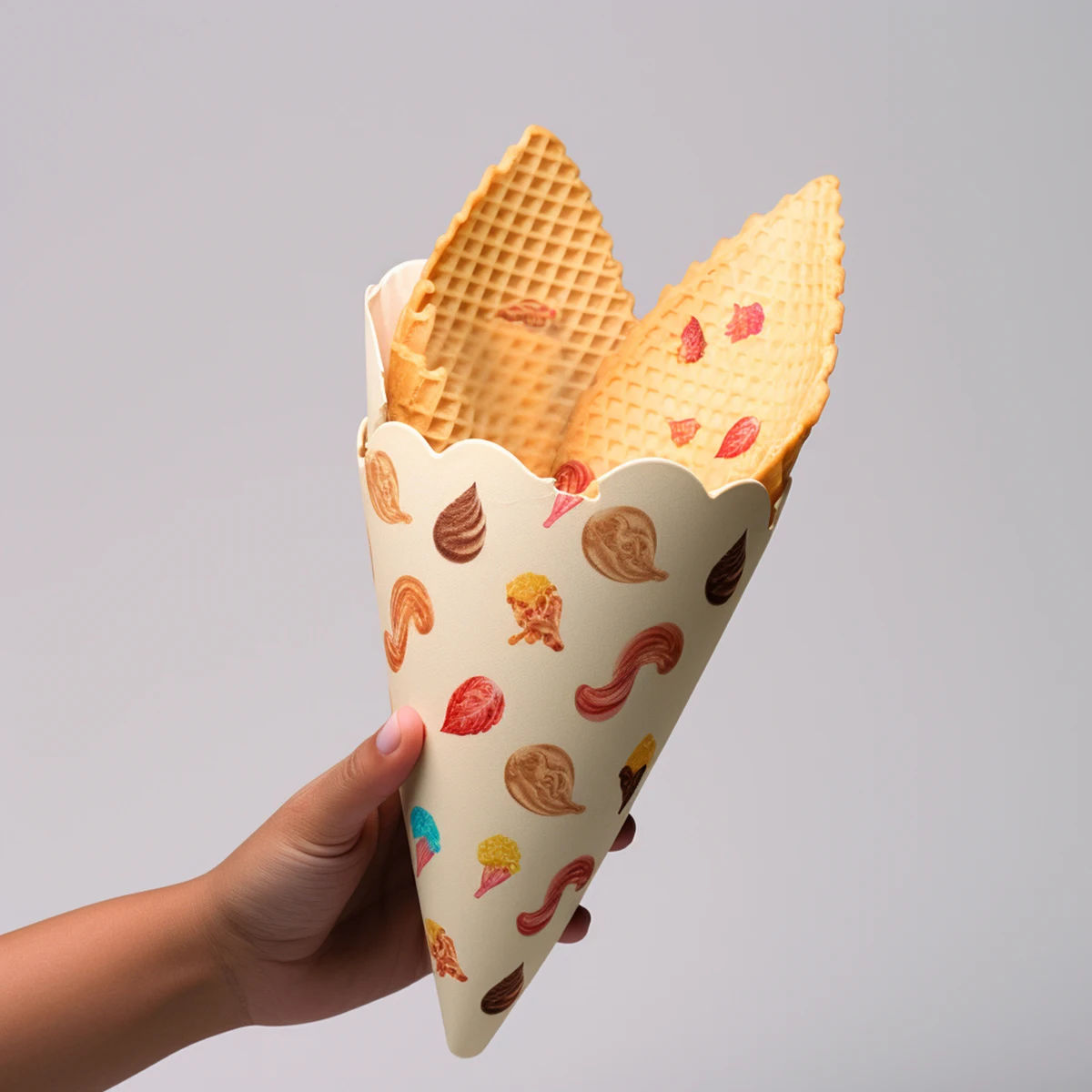 4oz Food Grade Disposable Cone Paper Cup Single Shape for Ice Cream Custom Logo Printed Certified Craft Paper Wholesale