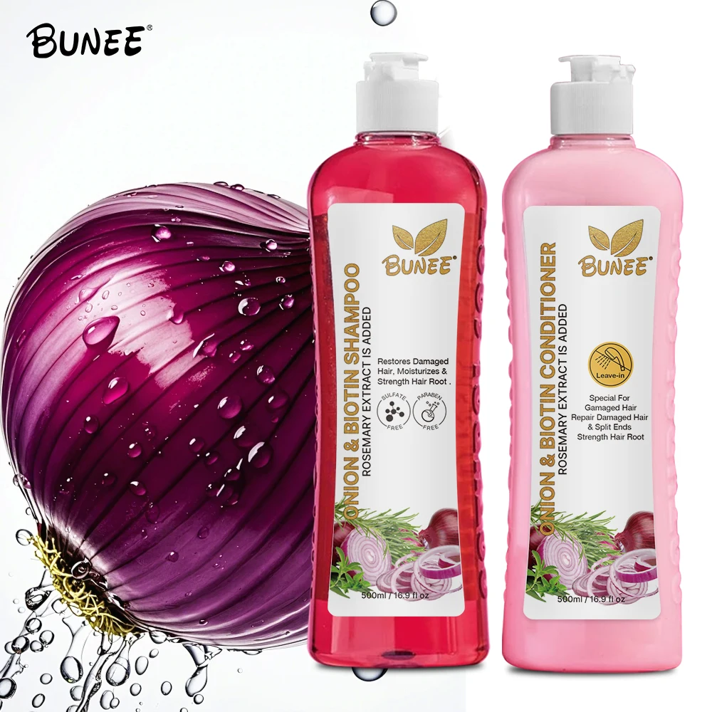 BUNEE Anti Hair Loss Anti Dandruff Oil Control Herbal Essences Shampoo Red Onion & Biotin Hair Shampoo And Conditioner set