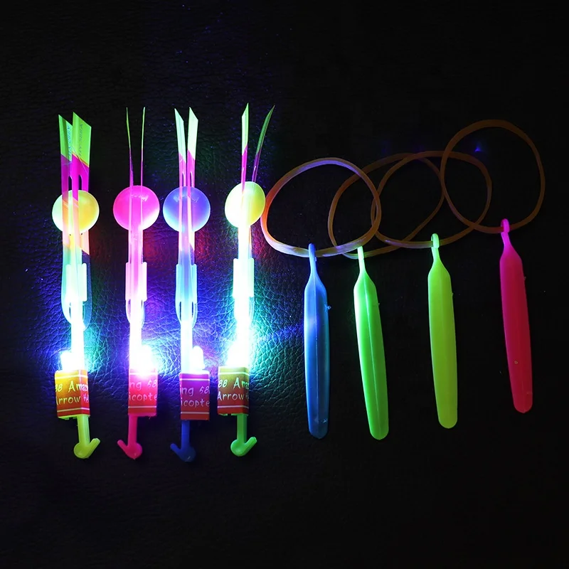 Summer LED slingshot flying rocket toy slingshot flashing arrows with whistle plastic flying flashing toy