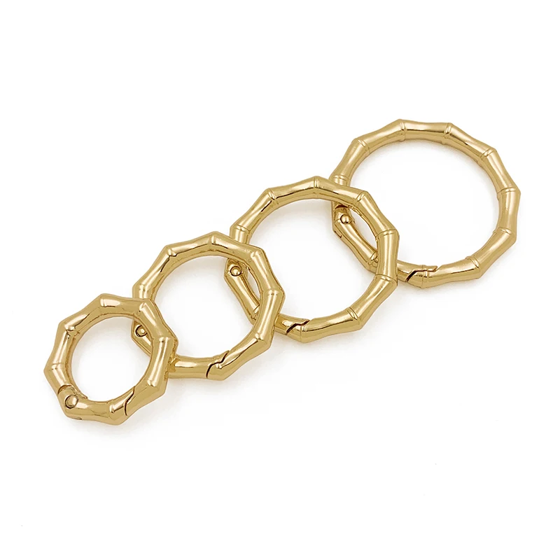 Custom Various Sizes Spring Buckle  Bamboo Design Metal O Rings Bag Accessories Trigger Snap Clip For Handbag