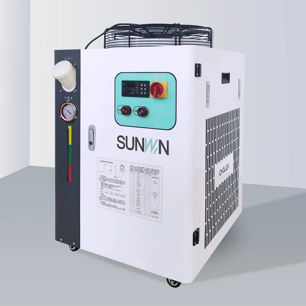 R22 R407C Low Temp 10HP Air Cooled Industrial Water Chiller Machine For Textile Industry