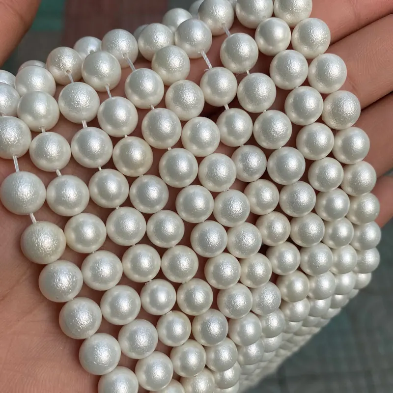 Wholesale Natural Round Matte White Sea Shell Beads for Jewelry Making Bead